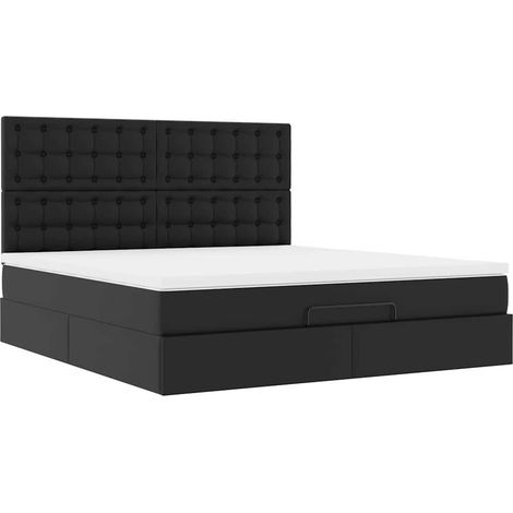 Maison Exclusive - Struttura Letto Pouf con Materasso Nero 160x200 cm Similpelle