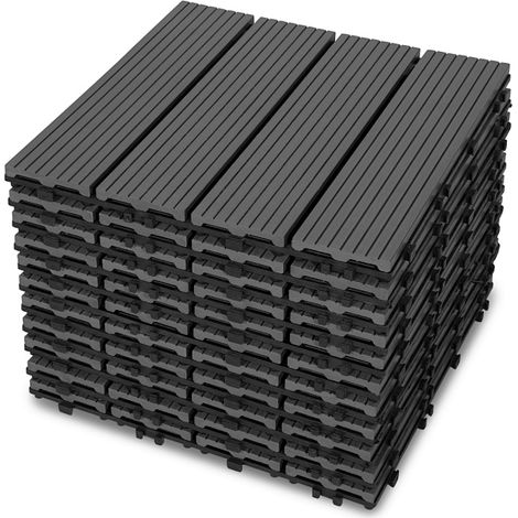 TolleTour Azulejos para terraza, juego de 77 piezas para terraza de jardín, antracita, 30 x 30 cm - 7 m²