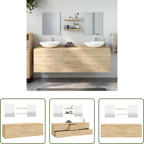 vidaXL Holzwerkstoff - 5-tlg. Badmöbel-Set Eichen-Optik Holzwerkstoff (1/5)
