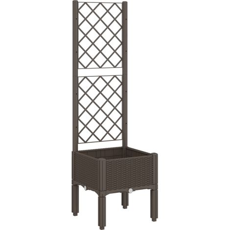 Maison Exclusive - Jardinera con enrejado PP marrón 40x40x142 cm