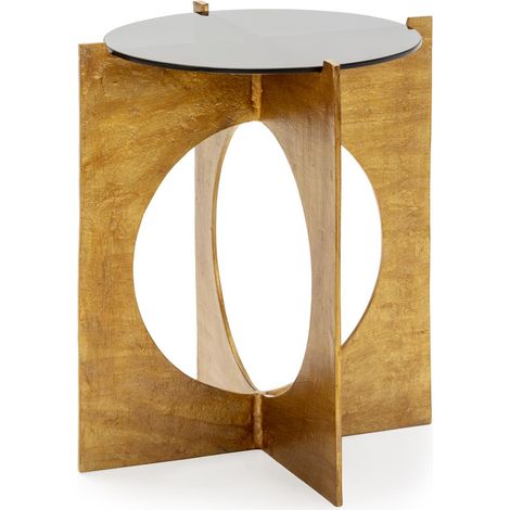 Table d'appoint 51x51x56 Métal doré/Verre noir (1/2)