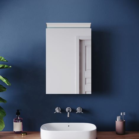 ELEGANT Bathroom Wall Cabinets Illuminated with Mirror Light 8K High-Brightness Mirror and Hydraulic Hinges, Single Door 360x520mm Stainless Steel