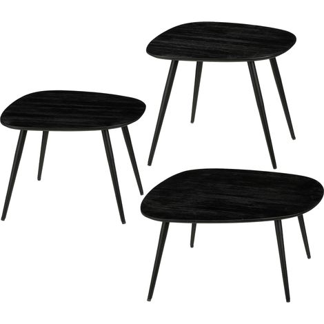 Mica Decorations Ensemble de table d'appoint Noir H34xl52xL62cm (1/2)