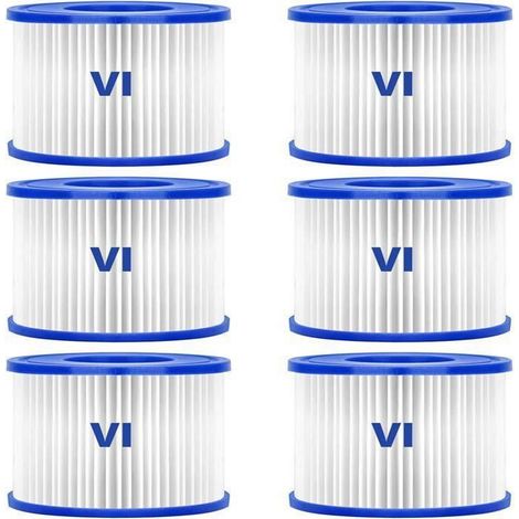 Filtre Piscine Bestway 58323, 6 PCS Filtre Spa Type VI pour Lay-Z-Spa, Miami, Monaco, Vegas PZCC