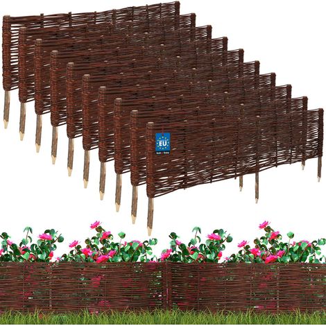 KOTARBAU® Lot de 10 Clôture Bois - Bordure Jardin Extérieur - 120 x 30 cm - Bordure de Jardin en Osier à Planter - Marron - Cloture en Osier - Décoration Extérieure (1/5)