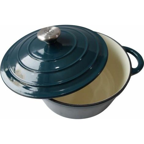 Cocotte BAUMALU24 cm - Forme ronde - Bleu vert (1/3)