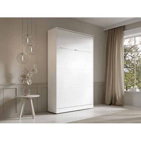 Letto estraibile 120 x 200 cm Apertura verticale manuale - Con LED Bianco + Materasso - RAPILI (1/4)