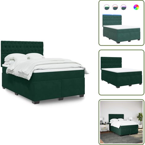 Sommier à lattes de lit et matelas Vert foncé 140x190cm Velours - Sommier À Lattes De Lit - Sommiers À Lattes De Lit - Lit - Meuble De Chambre À Coucher (1/5)
