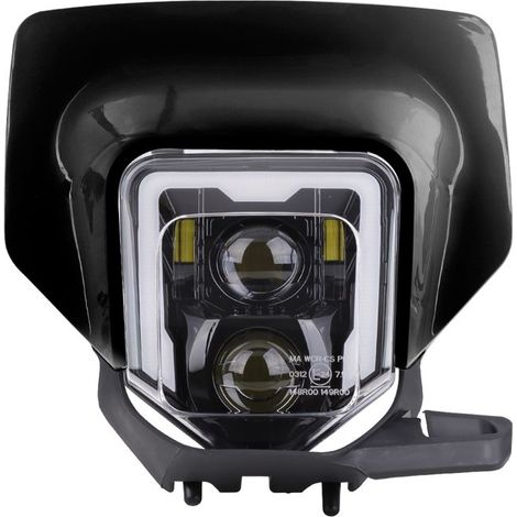 LED-Scheinwerfer + Enduro Offroad-Platte ECE GP1 DRL schwarz