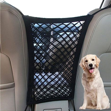 Filet de séparation pour chien en voiture, barrière extensible pour animaux de compagnie, sac de rangement universel pour voitures, séparateur de voiture pour une conduite en toute sécurité (1/5)