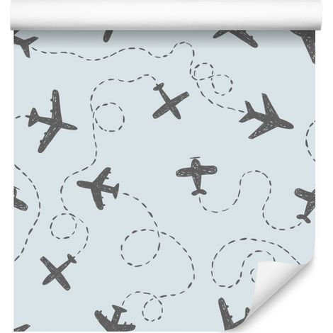 Papel pintado de aviones con diseños para salón y dormitorio, 50x1000 cm. (1/5)