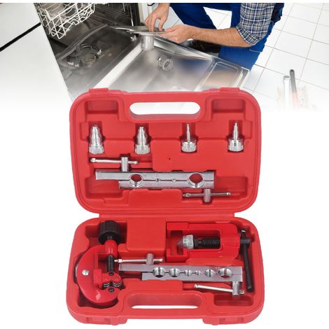 Outil à évaser les tubes en cuivre de 3 à 19 mm avec lame, kit de 8 pièces, type coupe-tubes, pour l'évasement et l'élargissement des trous. (1/5)