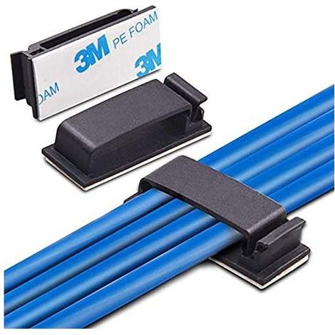 50pcs Clips de Câble Adhésif, Attaches Autocollantes pour Gestion des Fils à Domicile, Bureau et Voiture (1/4)