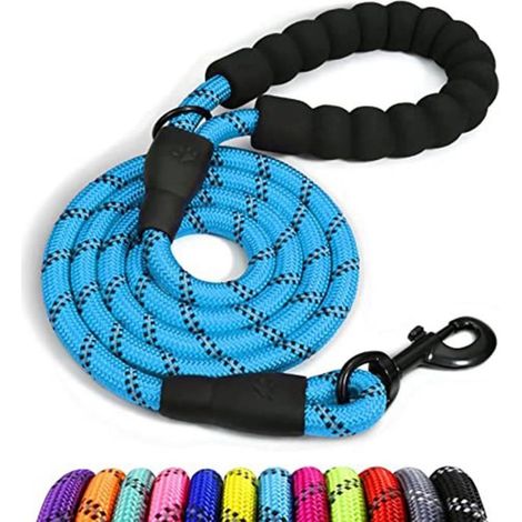 1 laisse chien corde, polyester résistant, fermeture par bouton-pression, pour chiens moyens et grands, promenade quotidienne (1/4)