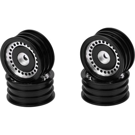 4 Pièces Jante Alliage Aluminium 24 Trous pour Voiture RC Axial SCX24 AXI90081 AXI00001 1/24 Noir (1/5)