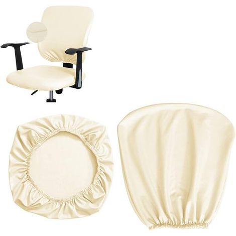 Housse de chaise en 2 pièces, antidérapante, pour chaise de bureau, avec dossier amovible et lavable, compatible avec les chaises de bureau et les chaises pivotantes. (1/5)
