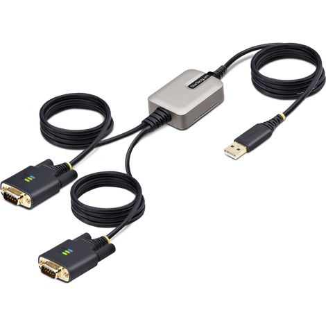 StarTech.com 2P6FFC-USB-SERIAL adattatore per inversione del genere dei cavi USB-A 2 x DB-9 RS-232 Nero, Grigio (1/4)