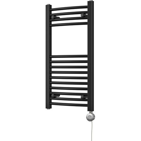 Zennor - Black Electric Towel Rail H800mm x W400mm Curved 300w Thermostatic (1/3)