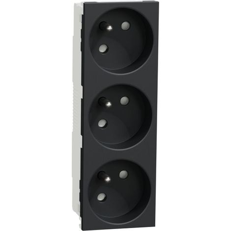 prise de courant - 3 x 2p+t - 45d - borne auto - anthracite - schneider electric nu307954 (1/3)