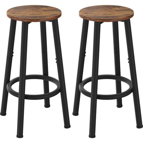 Barhocker 2er-Set mit verstellbaren Fußstützen, industrieller Stil, Vintagebraun (1/5)