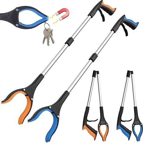 Pince Ramasse Objet, Pince Extension Pliable, Pliable Rotative Déchets Pince Telescopique avec Pince Rotative en Caoutchouc, pour Prise de la Corbeille, Ramassage des Déchets (1/5)