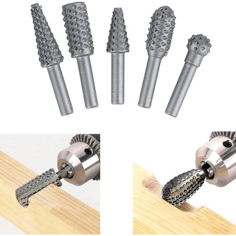 Juego de 5 fresas rotativas de carburo de tungsteno para amoladoras angulares con vástago de 6 mm. (1/5)