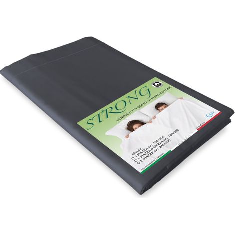 Lenzuolo di Sopra Cordonetto Strong Tinta Unita Grigio Piombo, 100% Cotone, Made in Italy Una Piazza