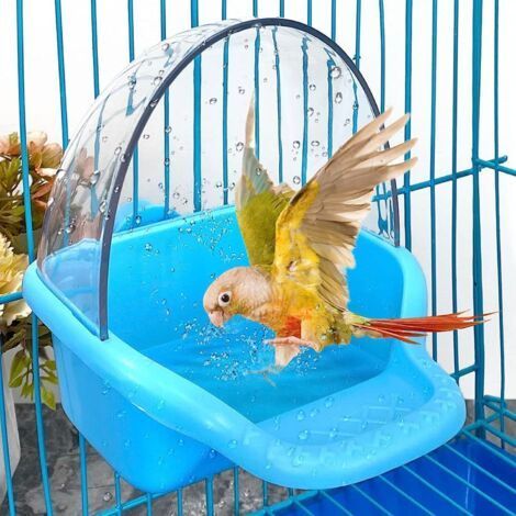 Bain d'oiseaux suspendu - Jouet pour perruches ondulées - Bain pour perroquets - Accessoires pour petits oiseaux, perroquets et calopsittes (1/5)