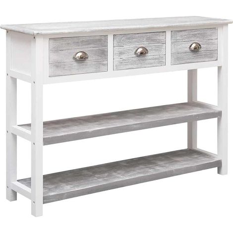 Buffet - Armoire de rangement Enfilade Gris antique 108x30x76 cm Bois de Paulownia massif BV857811 - BonneVie (1/5)