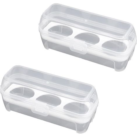 Set di 2 contenitori per uova da campeggio, scatola a 3 scomparti, protezione portatile antiurto per le uova, ideale per escursioni, campeggio, viaggi all'aperto, picnic, cucina e frigorifero.