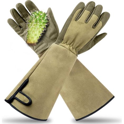 Professionelle, dornenfeste Gartenhandschuhe zum Rosenschneiden, Schutz bis zum Unterarm, Unisex, grün