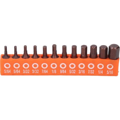 QORVA- Jeu d'embouts hexagonaux impérial 1/4, pour perceuse, tournevis électrique, acier allié S2, 25mm avec support de rangement, 12 pièces