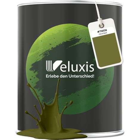 Wandfarbe Grün Gelb Gold Matt Innenfarbe – Deckkraft Klasse 1, VOC-frei, Ohne Grundierung, Tropfarm – Wohnzimmer & Schlafzimmer – 1L – Veluxis (Olive Bark)