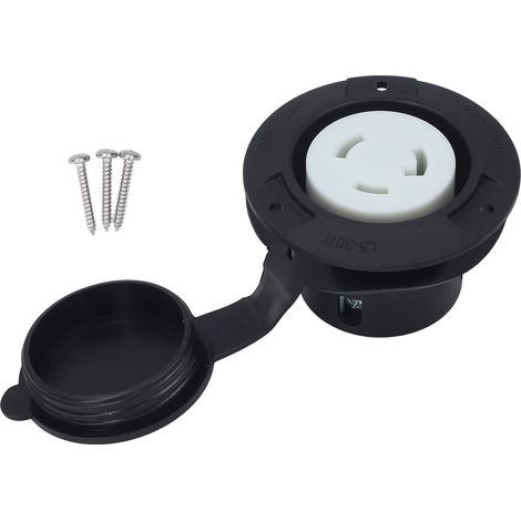Prise à bride 30A 125V NEMA L5-30R, prise de verrouillage, alimentation RV, 2 pôles, 3 fils, prise électrique avec capuchon résistant aux intempéries