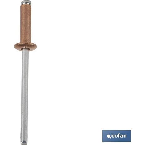 COFAN remache cobre acero 4 x 12 mm   caja 500 unid. , El remache cobre / acero, es específico para remachar elementos de cobre ó latón. (1/4)