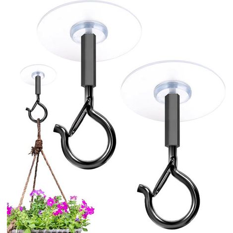 Lot de 4 crochets de plafond autocollants noirs, parfaits pour les décorations légères et les objets du quotidien. (1/5)