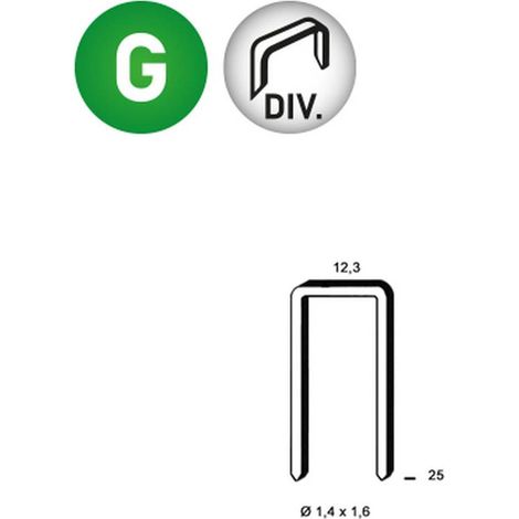 20 000 Agrafes S-25 Divergentes Galvanisées - 12.3x25x1.4x1.6 mm - D-Work