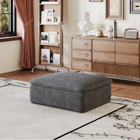 Modularer Polsterhocker aus dunkelgrauem Stoff 90 x 70 x 42 cm OKWISH (1/5)