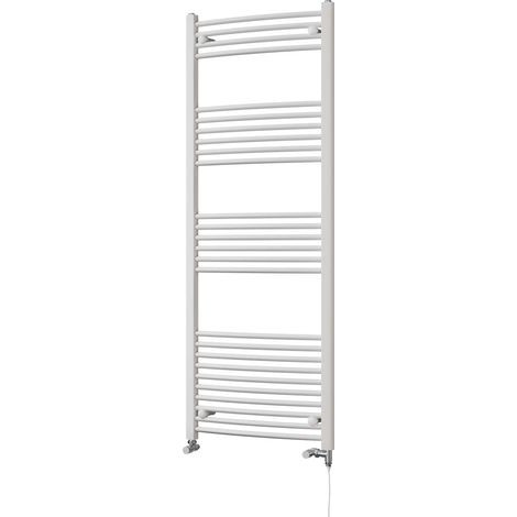 Zennor - White Dual Fuel Towel Rail H1600mm x W600mm Standard - Curved (1/3)