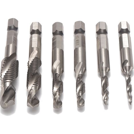 GROOFOO 6 pièces de forets en métal, tarauds, forets hélicoïdaux, tige de 6 mm pour accessoires d'outils électriques (1/4)