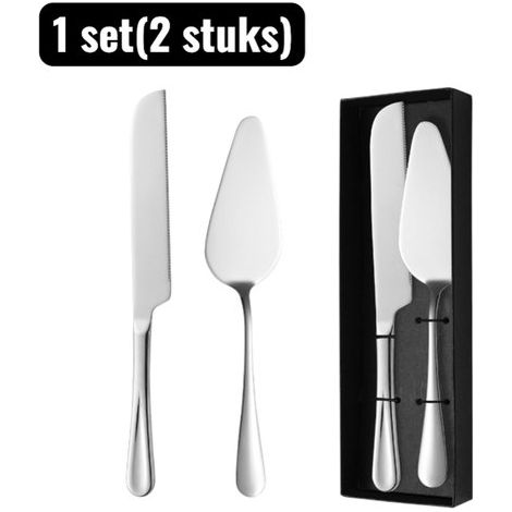 set(2 pièces) - Pelles à tarte - Pelles à Pizza - Couteau à tarte RVS et ensemble de spatule - Couteau à tarte à long manche et spatule de transfert - Outils de boulangerie pour mariage et fête - Arge (1/5)