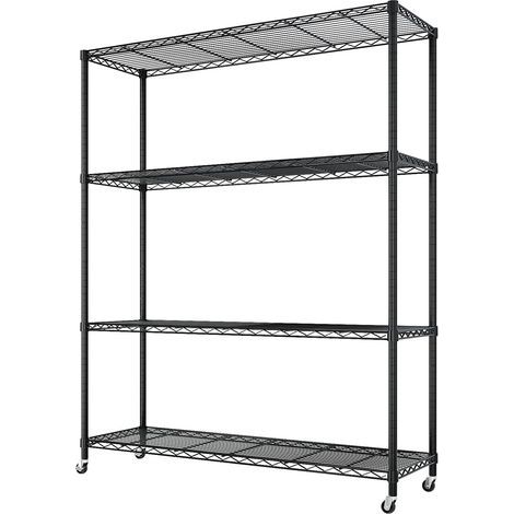 1 - Étagère Métallique - Rayonnage Sur Roulettes - 4 Niveaux Réglables - Stockage Garage Et Bureau - Noir - 117x45x165cm (1/5)