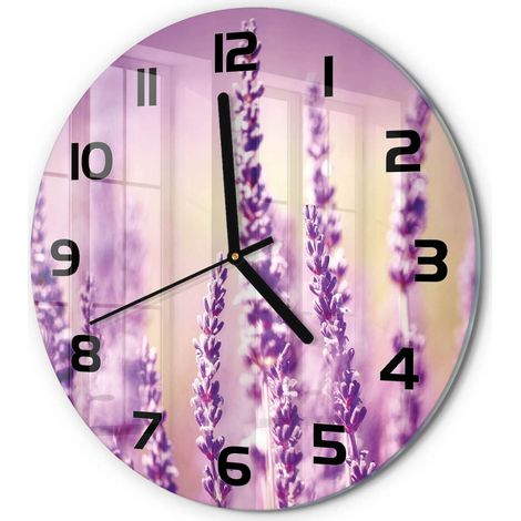 Horloge Murale Ronde Moderne en Verre Mouvement Quartz Silencieux pour Salon Lavande fi 30 cm (1/5)