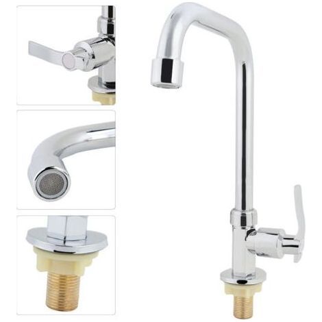 Robinet Cuisine - Filetage G1/2 - Pour Lavabo Et Évier - En Alliage Brossé - 1 Pièce (1/5)