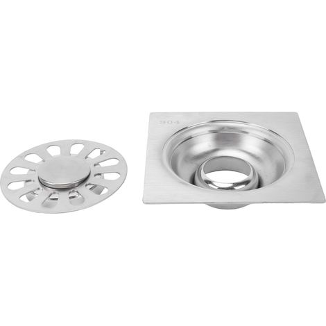 Siphon de sol carré en acier inoxydable 304 pour douche, salle de bain et cuisine, 10 x 10 cm (1/5)