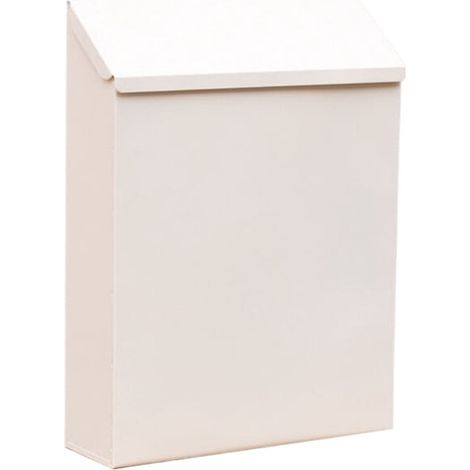 Buzón de pared/buzón de entrega, con cerradura, de metal, apto para decoración exterior - blanco (1/5)