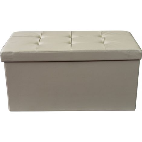 Pouf contenitore rettangolare in ecopelle 76x38x38 - Rosa (1/4)