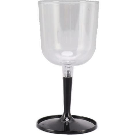 Portable, unbreakable, clear, collapsible plastic wine glasses with detachable stems, for outdoor camping and travel, black (1/5)