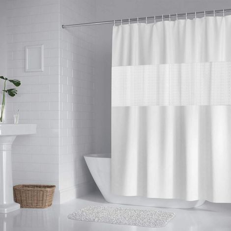 200x180cm Waterproof and Mildew Resistant EVA Polyester Shower Curtain for Bathroom, White (1/5)