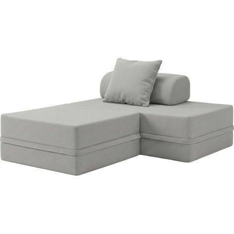 Sofá Modular 2 Lugares + Puff Convertível Liso (1/4)